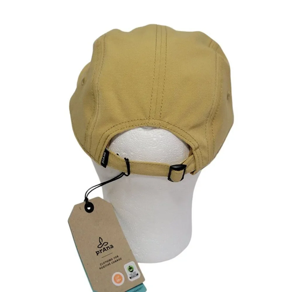 Prana Foothills Flat Brim‎ Hat UPF 50 Tan Adjustable Unisex Logo Packable NEW